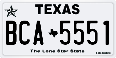 TX license plate BCA5551