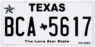 TX license plate BCA5617