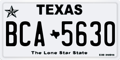 TX license plate BCA5630