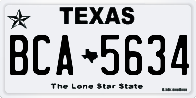 TX license plate BCA5634