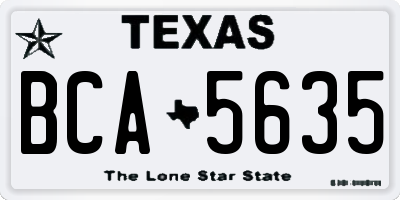 TX license plate BCA5635