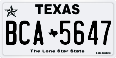 TX license plate BCA5647