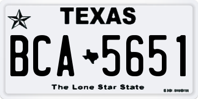 TX license plate BCA5651