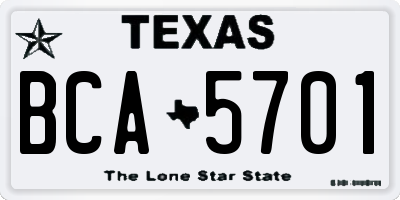 TX license plate BCA5701