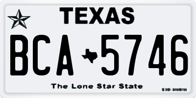 TX license plate BCA5746