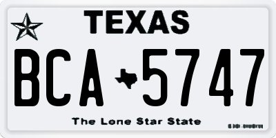 TX license plate BCA5747