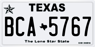 TX license plate BCA5767