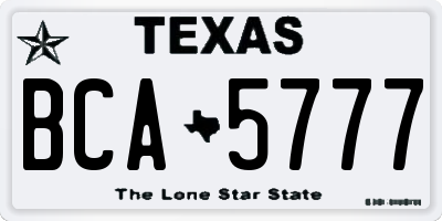 TX license plate BCA5777