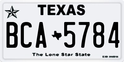 TX license plate BCA5784