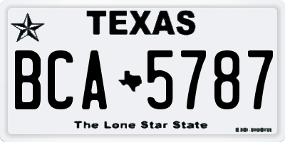 TX license plate BCA5787