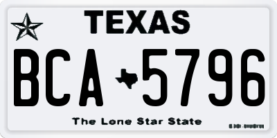 TX license plate BCA5796