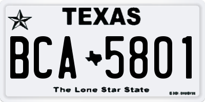 TX license plate BCA5801