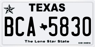 TX license plate BCA5830