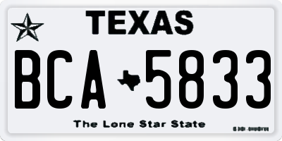 TX license plate BCA5833