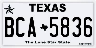TX license plate BCA5836