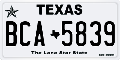 TX license plate BCA5839