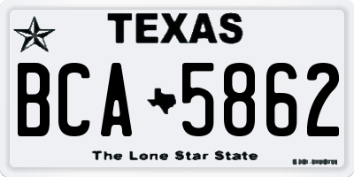 TX license plate BCA5862