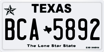 TX license plate BCA5892