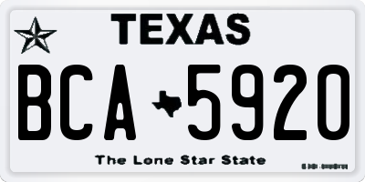TX license plate BCA5920