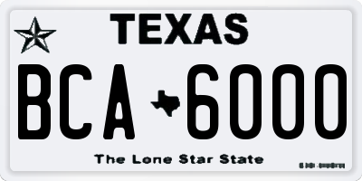 TX license plate BCA6000