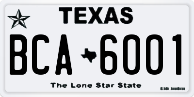 TX license plate BCA6001