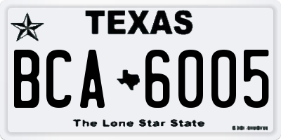TX license plate BCA6005