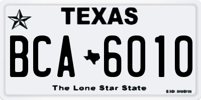 TX license plate BCA6010