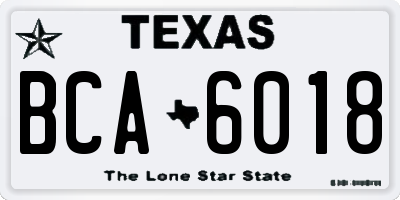 TX license plate BCA6018