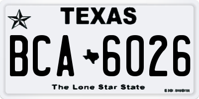 TX license plate BCA6026