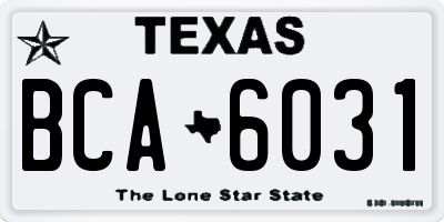 TX license plate BCA6031