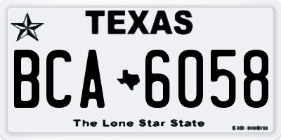 TX license plate BCA6058
