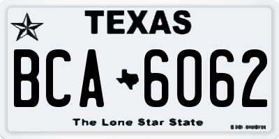 TX license plate BCA6062