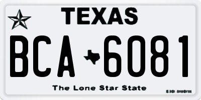 TX license plate BCA6081