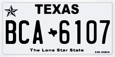 TX license plate BCA6107
