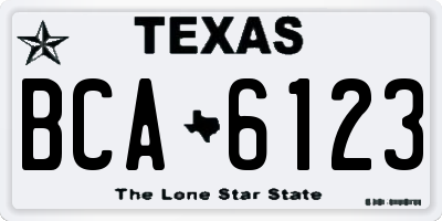 TX license plate BCA6123