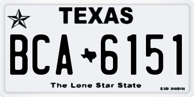 TX license plate BCA6151