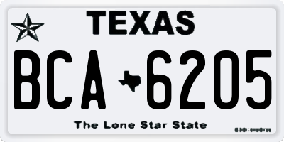 TX license plate BCA6205