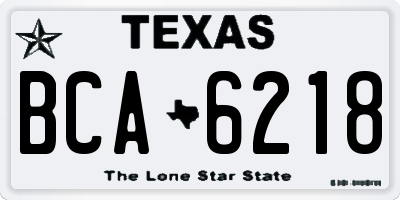 TX license plate BCA6218