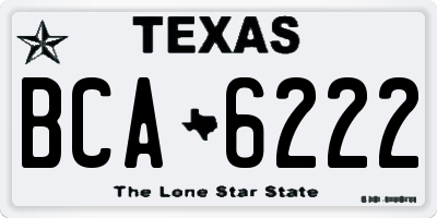 TX license plate BCA6222