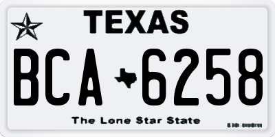 TX license plate BCA6258