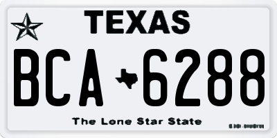 TX license plate BCA6288