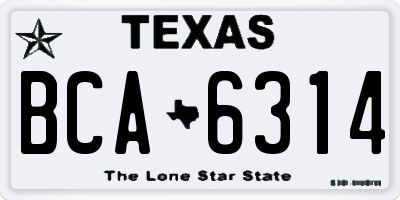 TX license plate BCA6314