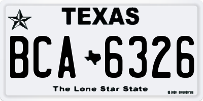 TX license plate BCA6326