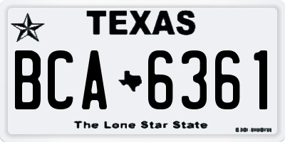 TX license plate BCA6361
