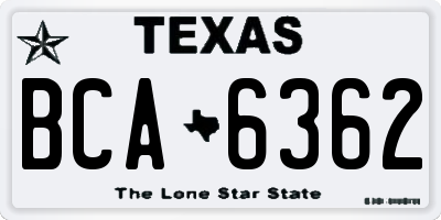 TX license plate BCA6362