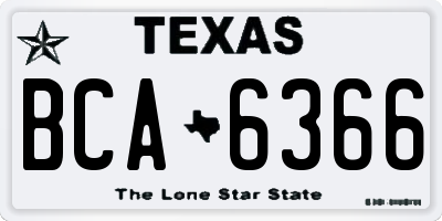 TX license plate BCA6366
