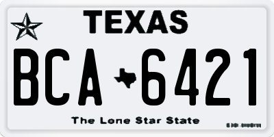 TX license plate BCA6421