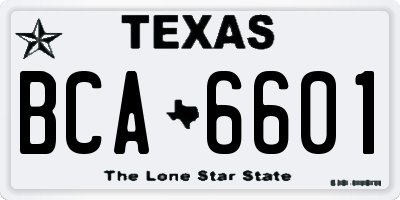 TX license plate BCA6601
