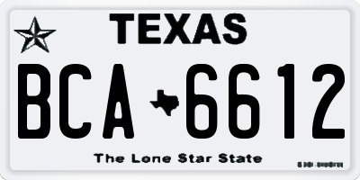 TX license plate BCA6612