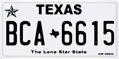 TX license plate BCA6615